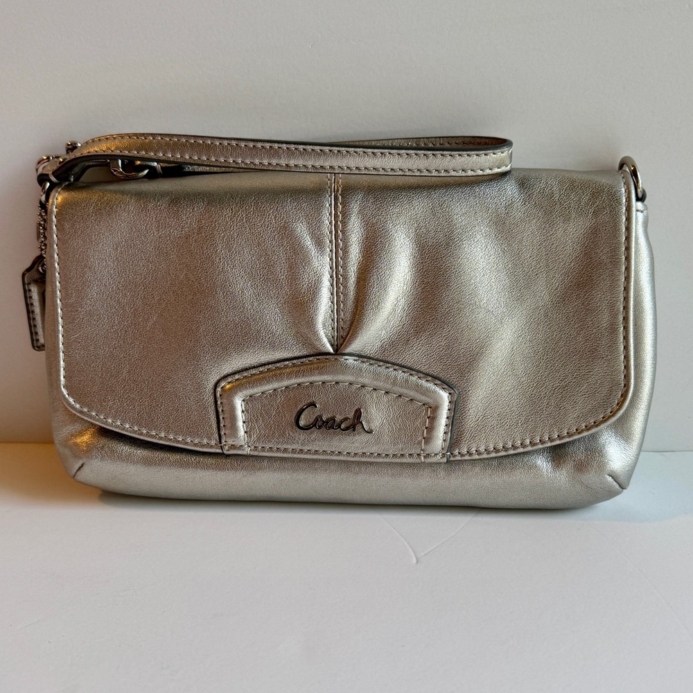 Coach Metallic Silver Wristlet